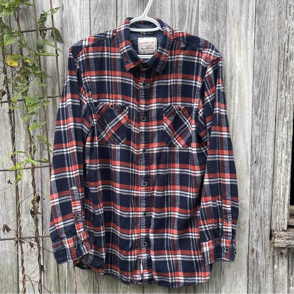 Dawson & Brooks American Heritage Men's Sz L Long Sleeve Button-Up Flannel Shirt